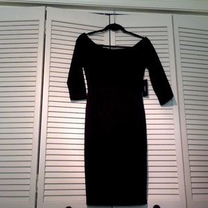 Knee length basic black dress